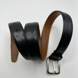 Men's Wearhouse Full Gain Italian Leather Dress Belt 34/85 Black Classic Italy